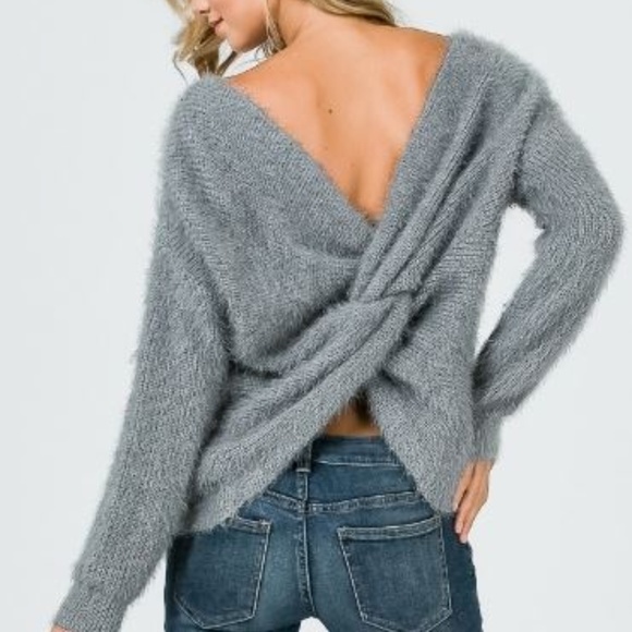 CvCo - Cookie Valentine Co Sweaters - TWIST KNOTTED Back Pullover sweater GRAY